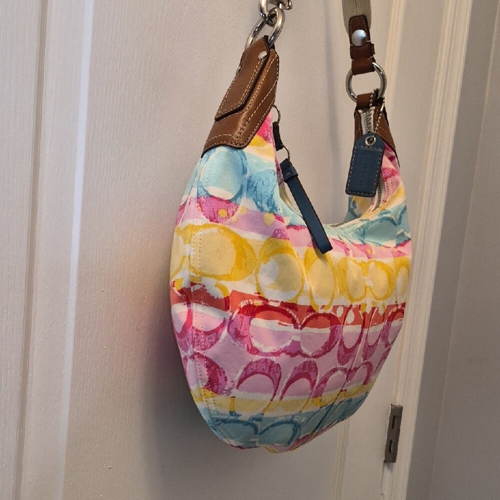 Coach Hamptons Watercolor Scribble Hobo Bag C0985-11754 EUC Purse Y2K 2009 - Picture 12 of 16